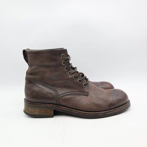 John Varvatos Combat Boots Men's Size 10 M Brown Leather Shoes Lace Up